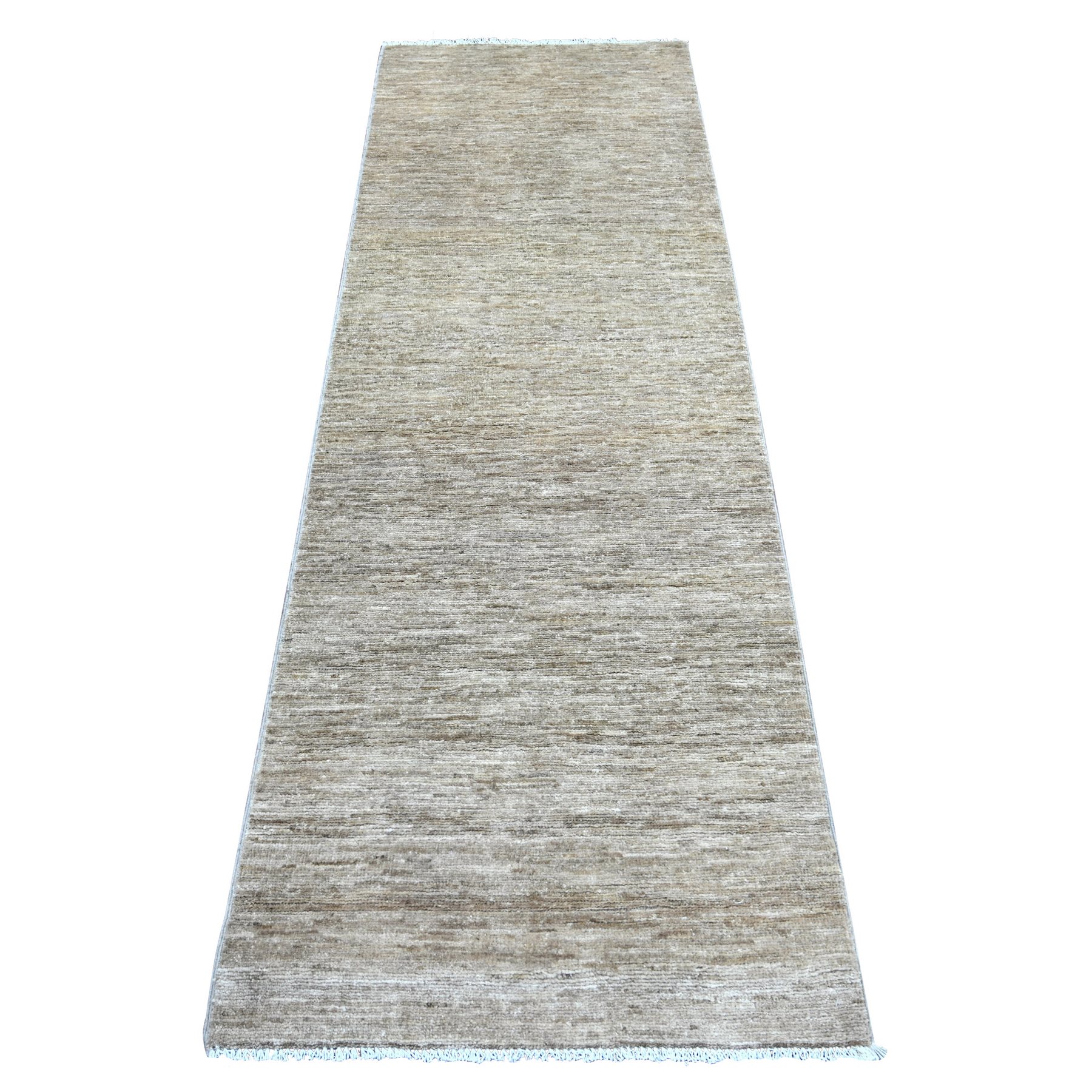 2'6"x7'6" Mocha Brown, Plain Solid Pattern, Hand Knotted, Hand Spun Ghazni Wool, Lush and Plush, Runner, Oriental Rug 